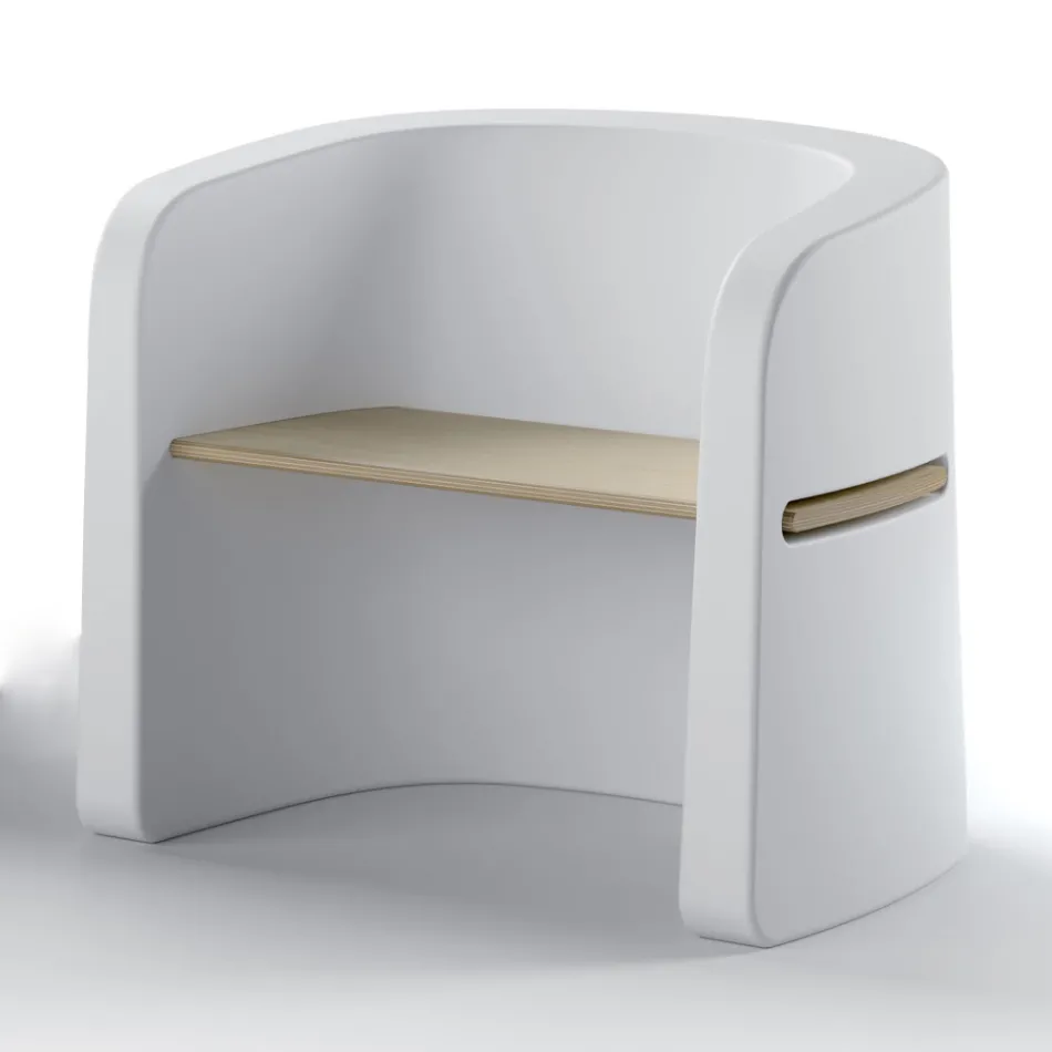 Tuinstoel in polyethyleen en berkenhout gemaakt in Italië - Talula Viadurini