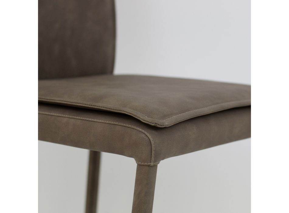 Binnenstoel met hoge rugleuning in kunstleer Made in Italy - Cleto Viadurini