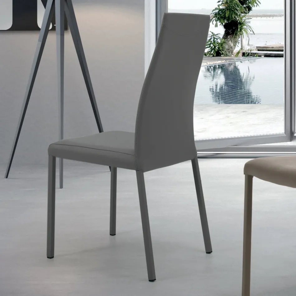 Binnenstoel met structuur en zitting van gecoat staal Made in Italy - Padua Viadurini