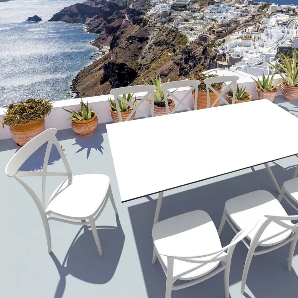 Stapelbare stoel voor binnen en buiten in versterkte hars met glasvezel - Naira Viadurini