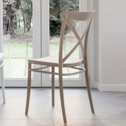 Stapelbare stoel voor binnen en buiten in versterkte hars met glasvezel - Naira Viadurini