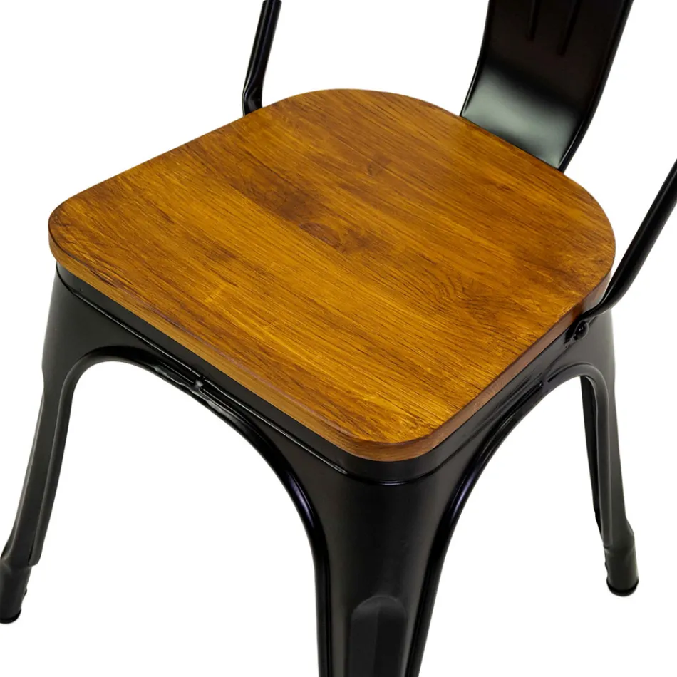 Binnen- en buitenstoel van ijzer en houten zitting - Stationery Viadurini