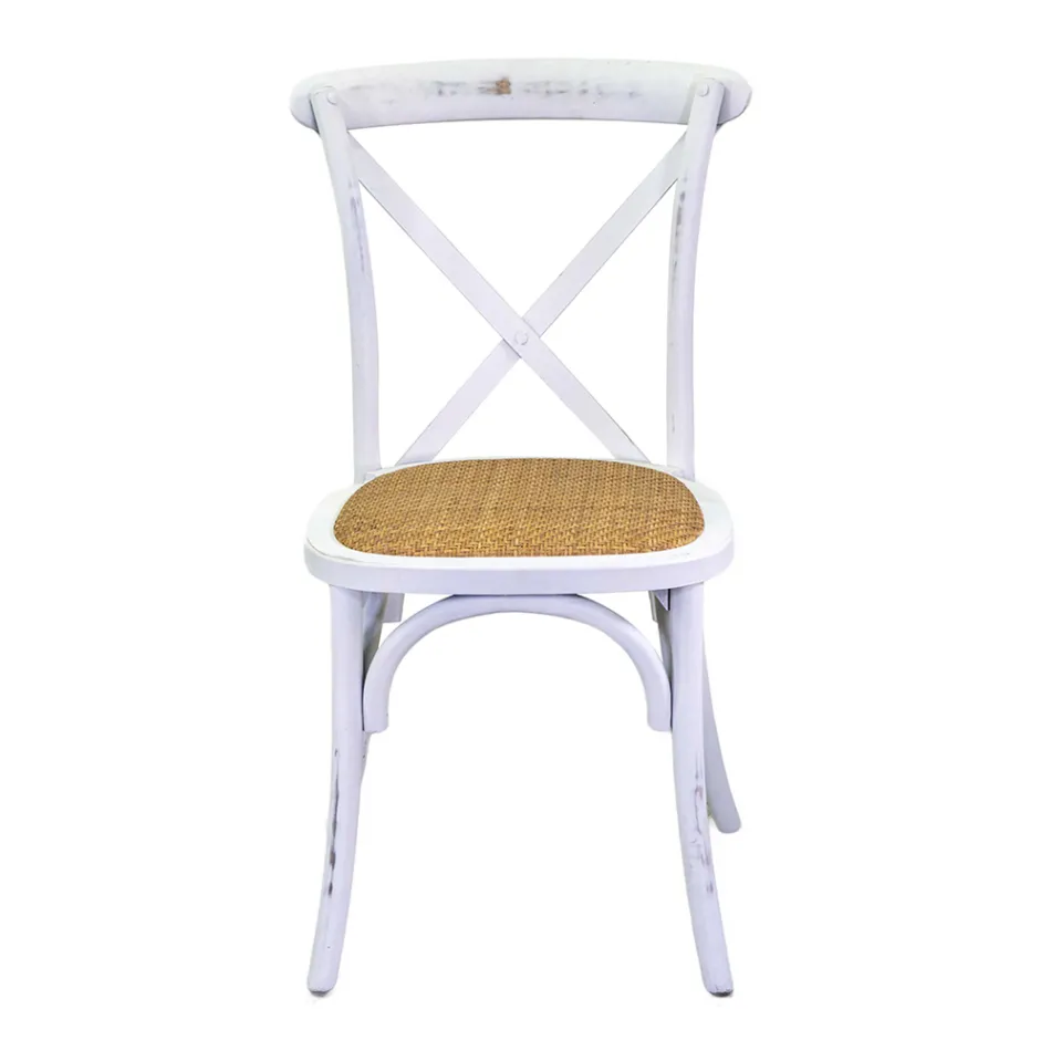 Stapelbare binnenstoel in berkenhout en rotan zitting - Barriera Viadurini