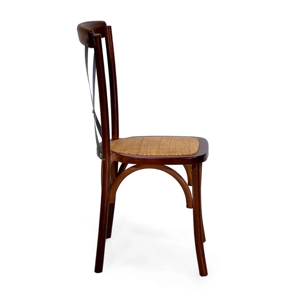 Stapelbare binnenstoel in eikenhout en rotan zitting - Barriera Viadurini