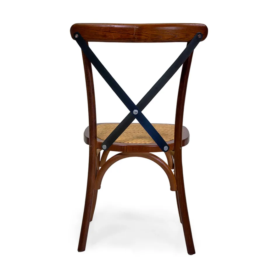 Stapelbare binnenstoel in eikenhout en rotan zitting - Barriera Viadurini