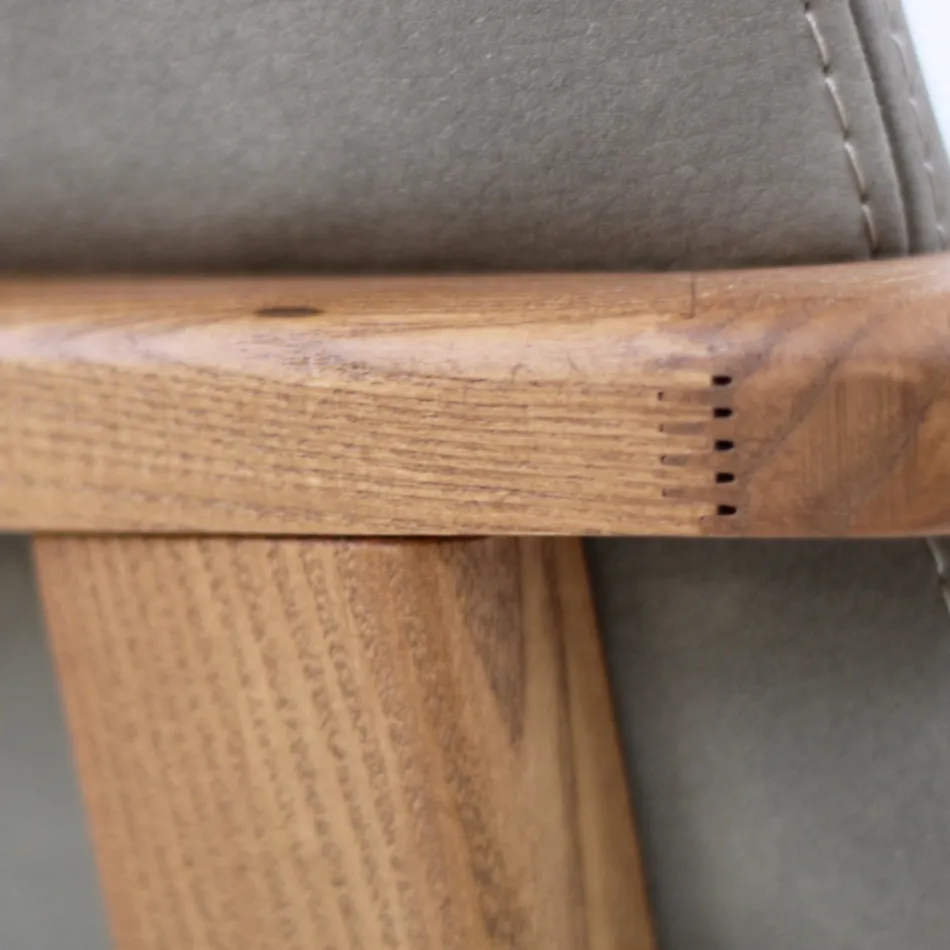 Eetkamerstoel met armleuningen in essenhout Made in Italy - Betsy Viadurini