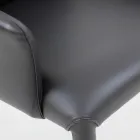 Eetkamerstoel met armleuningen bekleed met zwart leer Made in Italy - Meyer Viadurini