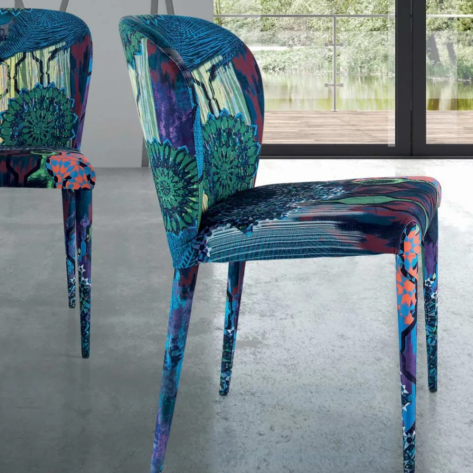 Eetkamerstoel met zitting en gestoffeerde poten Made in Italy - Verona Viadurini