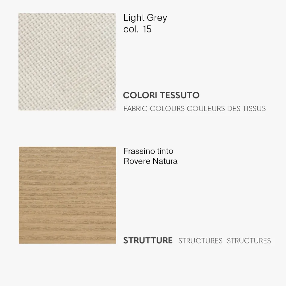 Eetkamerstoel met stoffen zitting en essenstructuur - Aisha Viadurini