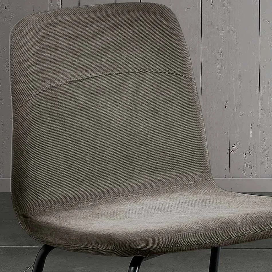 Eetkamerstoel met stoffen zitting en metalen structuur - Aisha Viadurini