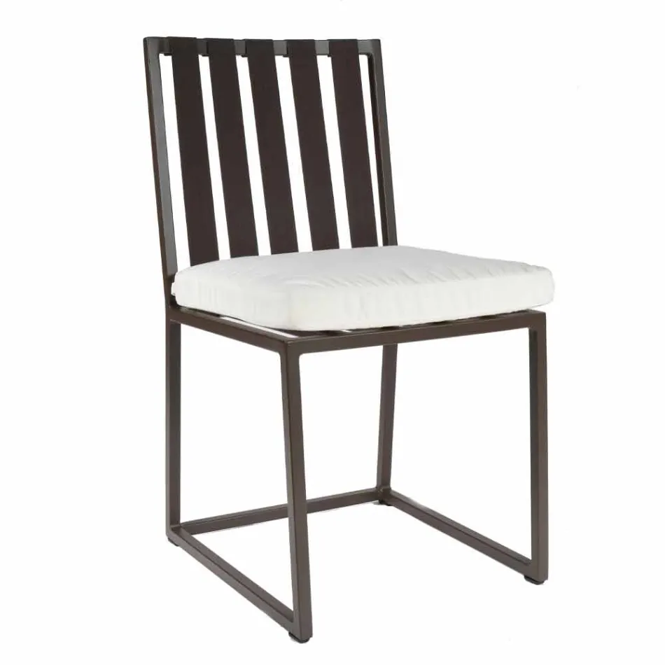 Eetkamerstoel voor buiten in aluminium en luxe designtouw 3 afwerkingen - Julie Viadurini