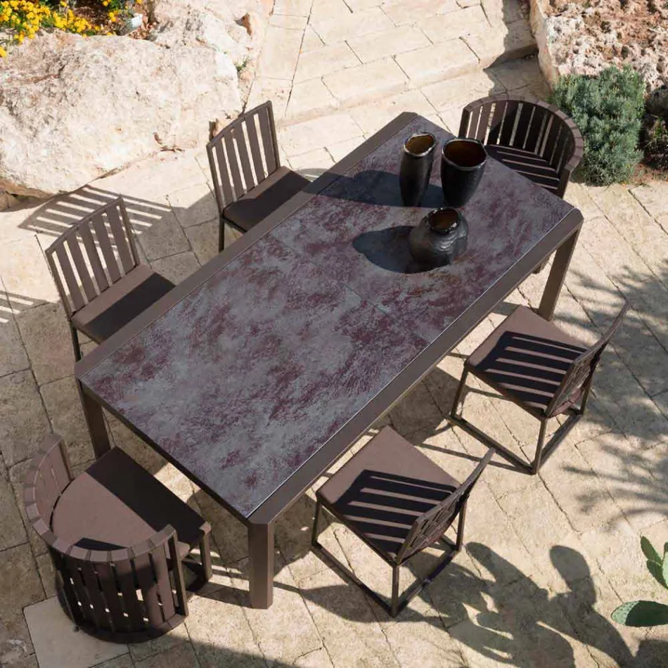 Eetkamerstoel voor buiten in aluminium en luxe designtouw 3 afwerkingen - Julie Viadurini