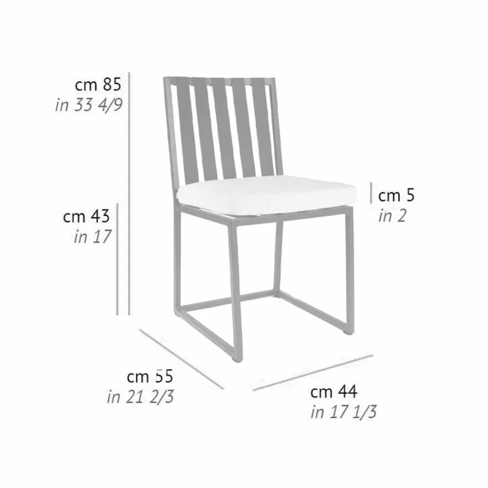 Eetkamerstoel voor buiten in aluminium en luxe designtouw 3 afwerkingen - Julie Viadurini