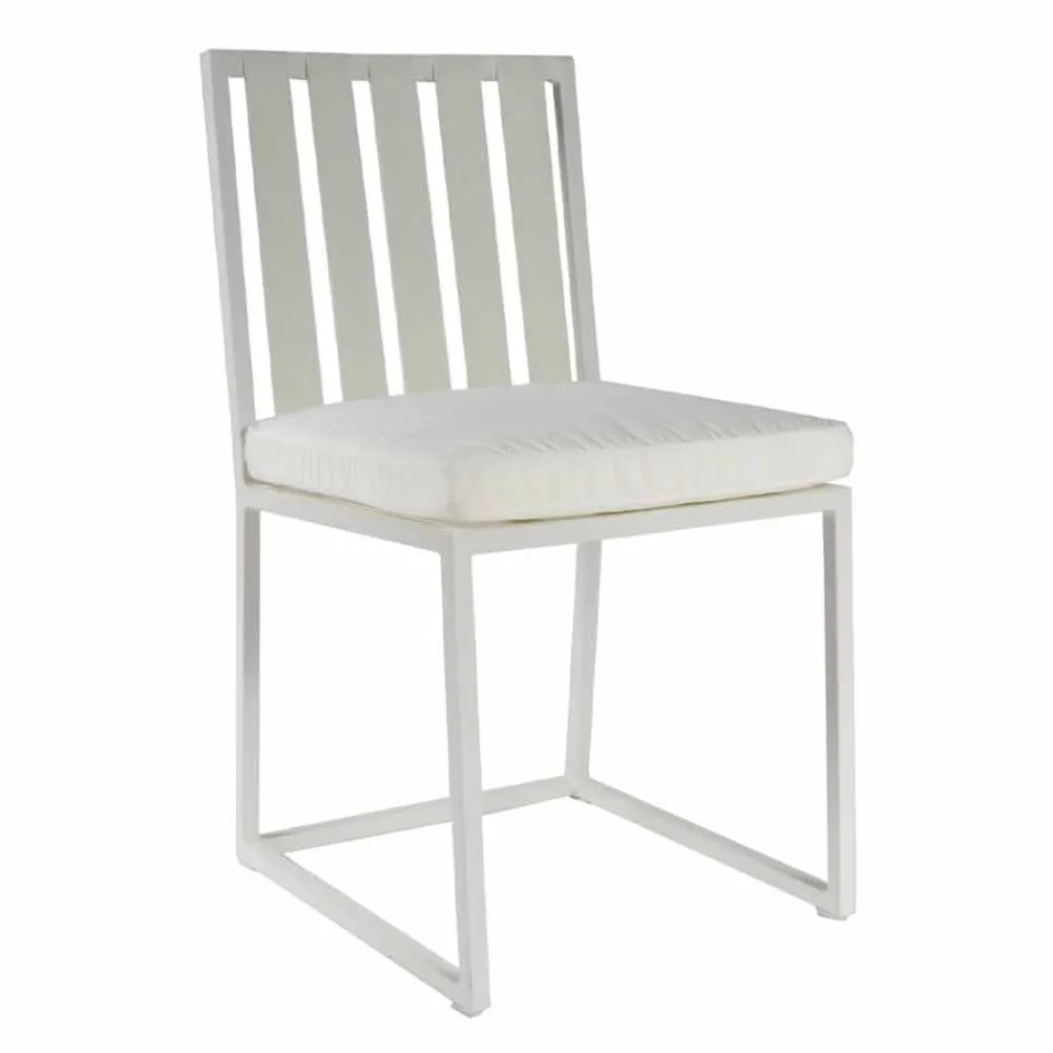 Eetkamerstoel voor buiten in aluminium en luxe designtouw 3 afwerkingen - Julie Viadurini