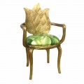 Chair gevoerde lunch modern design goud, gemaakt in Italië, Daniel
