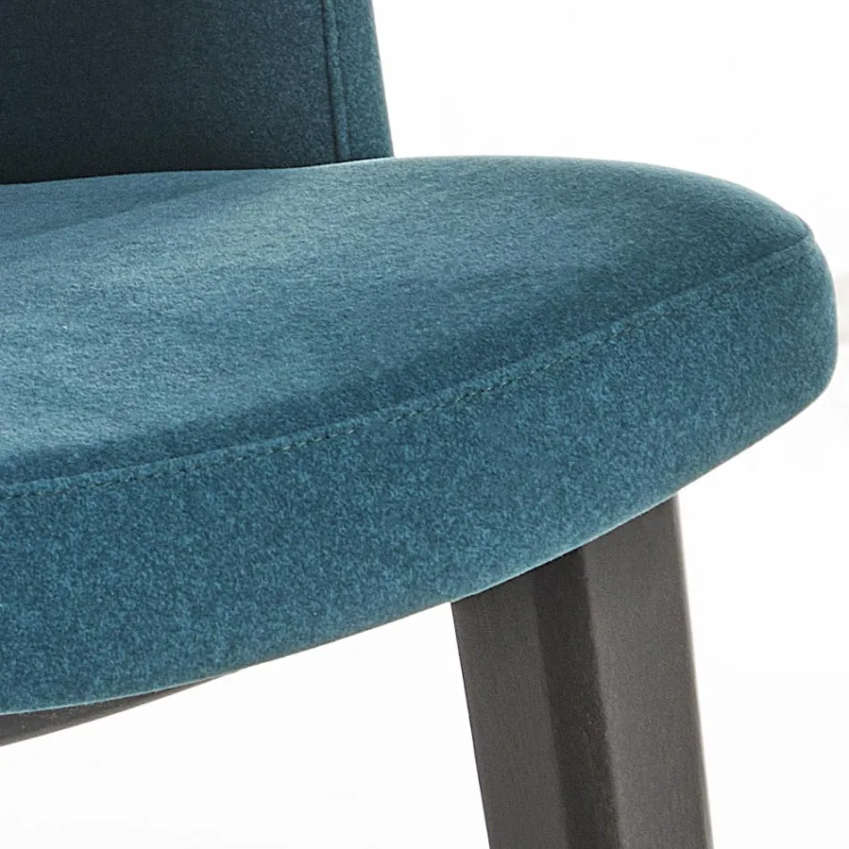 Houten eetkamerstoel met flesgroene fluwelen zitting Made in Italy - Eddard Viadurini