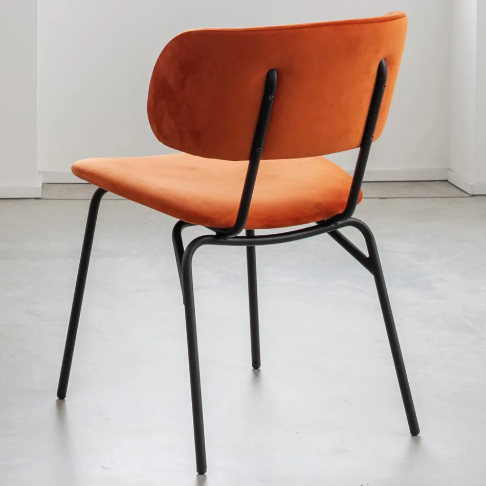 Eetkamerstoel in metaal en vlekbestendig fluweel, 2 stuks - Valnerina Viadurini