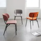 Eetkamerstoel in metaal en vlekbestendig fluweel, 2 stuks - Valnerina Viadurini