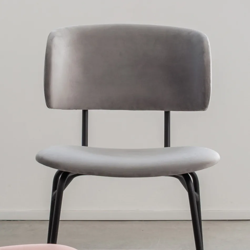 Eetkamerstoel in metaal en vlekbestendig fluweel, 2 stuks - Valnerina Viadurini