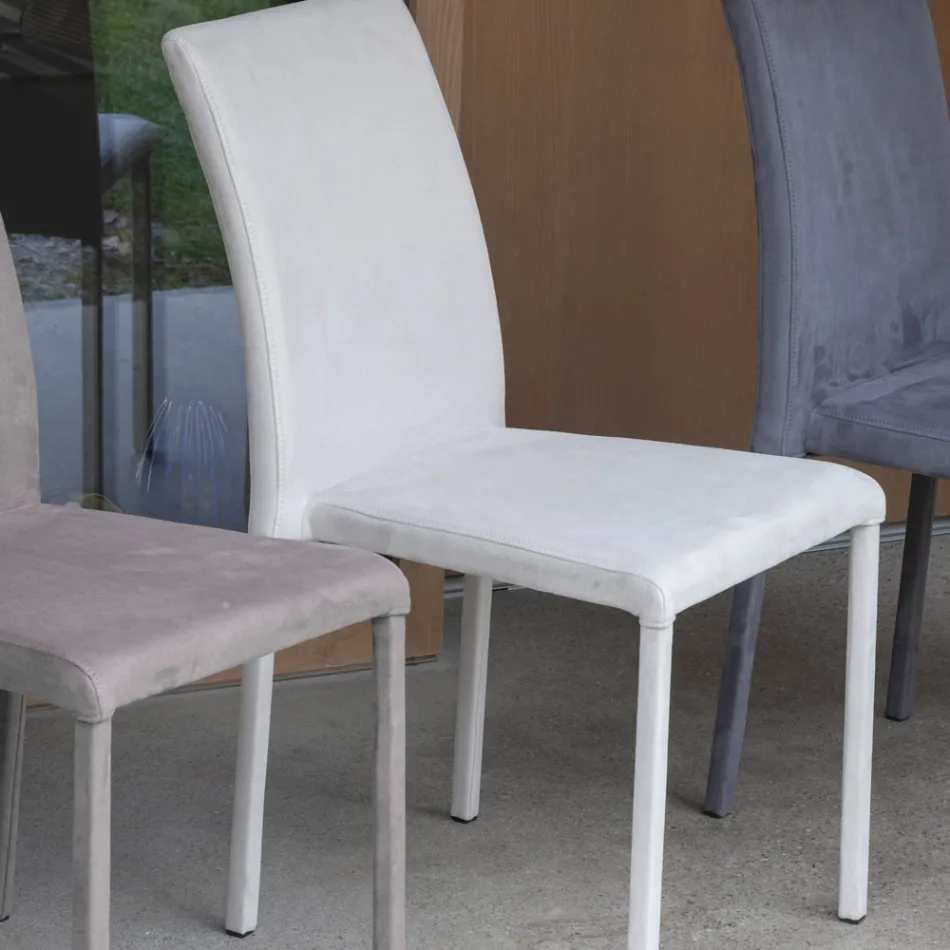 Metalen eetkamerstoel bekleed met gekleurd Econabuk, 4 stuks - Anita Viadurini