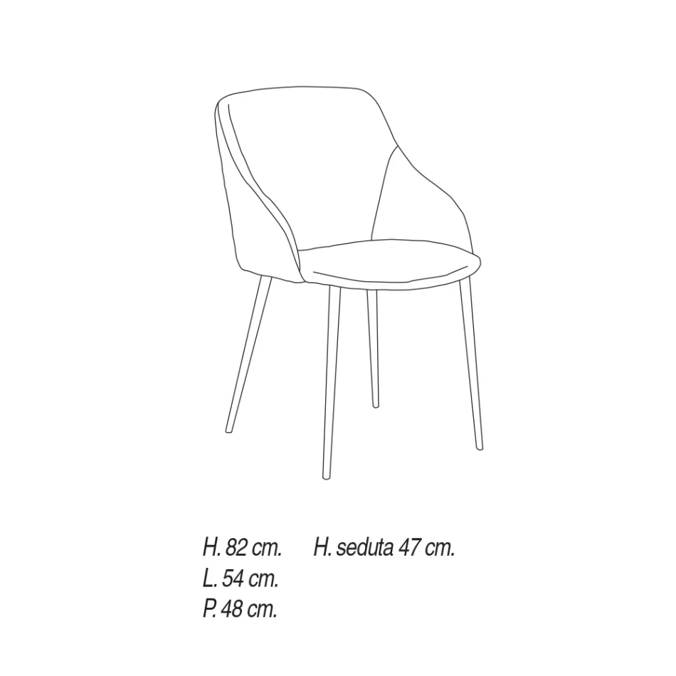 Metalen eetkamerstoel bekleed met microvezel Made in Italy - Suzanne Viadurini