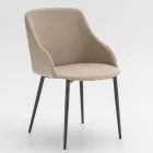 Metalen eetkamerstoel bekleed met microvezel Made in Italy - Suzanne Viadurini