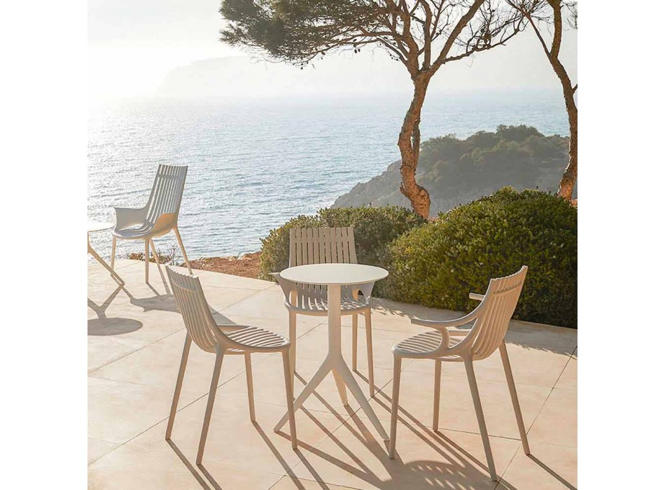 4-delige stapelbare plastic eetkamerstoel voor buiten - Ibiza van Vondom