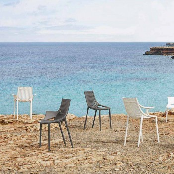 4-delige stapelbare plastic eetkamerstoel voor buiten - Ibiza van Vondom