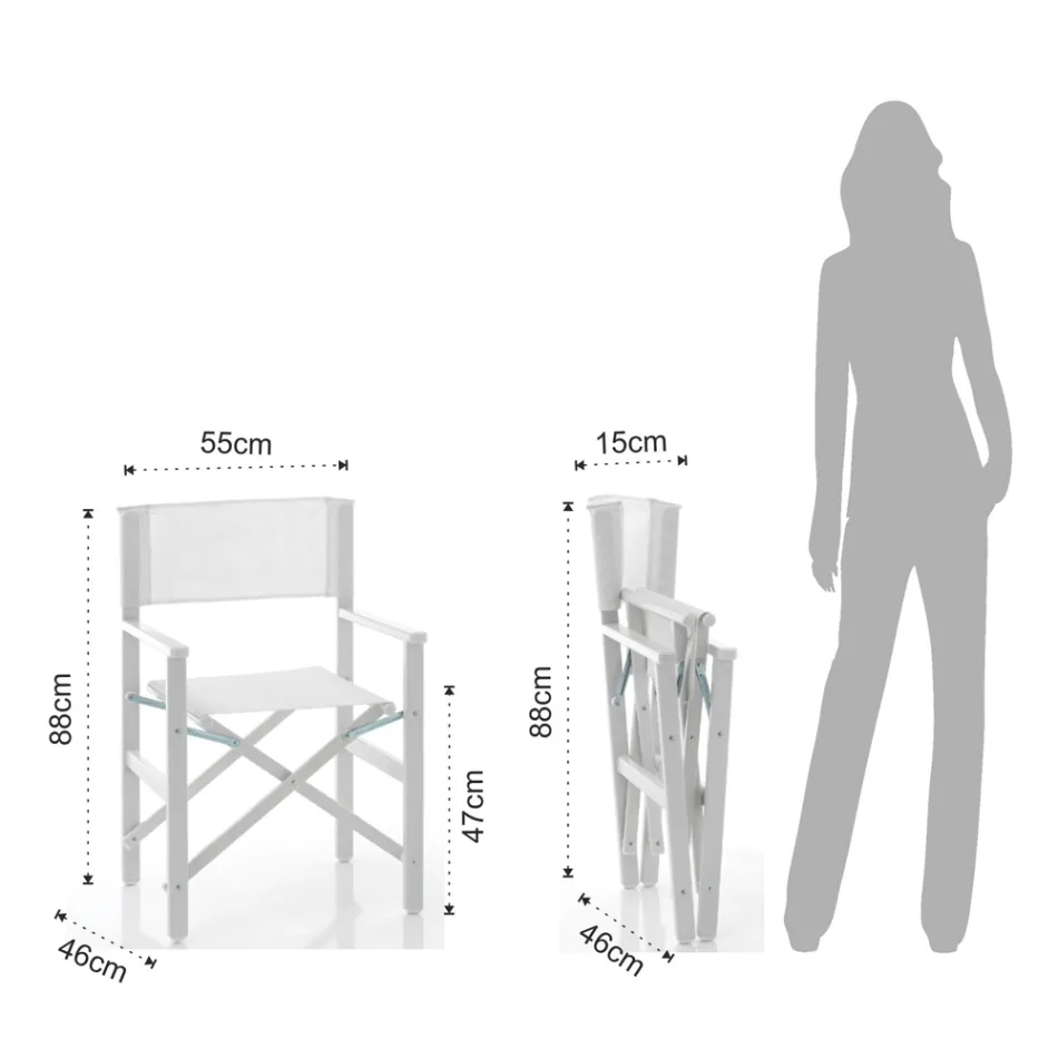Opklapbare regisseursstoel in aluminium en textiel - Fluor Viadurini