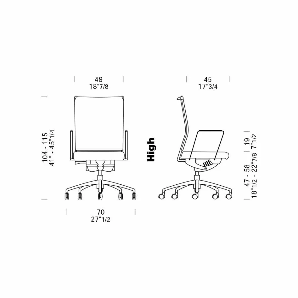Ergonomische draaibare bureaustoel met wielen en armleuningen - Gimiglia Viadurini
