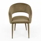 Woonkamerstoel met fluwelen zitting met touwafwerking Made in Italy - Savignano Viadurini