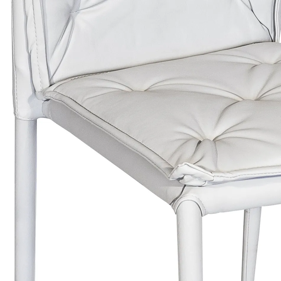 Woonkamerstoel met structuur en zitting in kunstleer Made in Italy - Grogu Viadurini