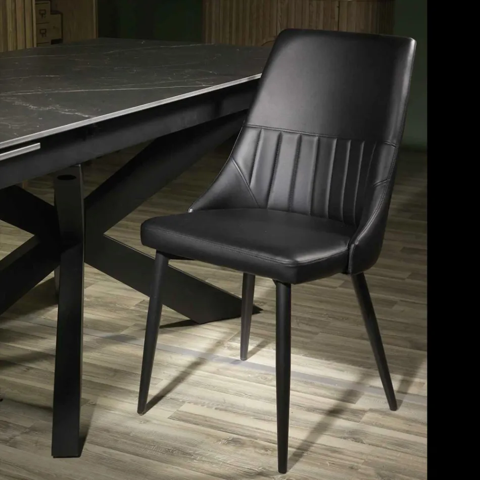 Woonkamerstoel in metaal en ecoleder met verschillende afwerkingen - Onde Viadurini