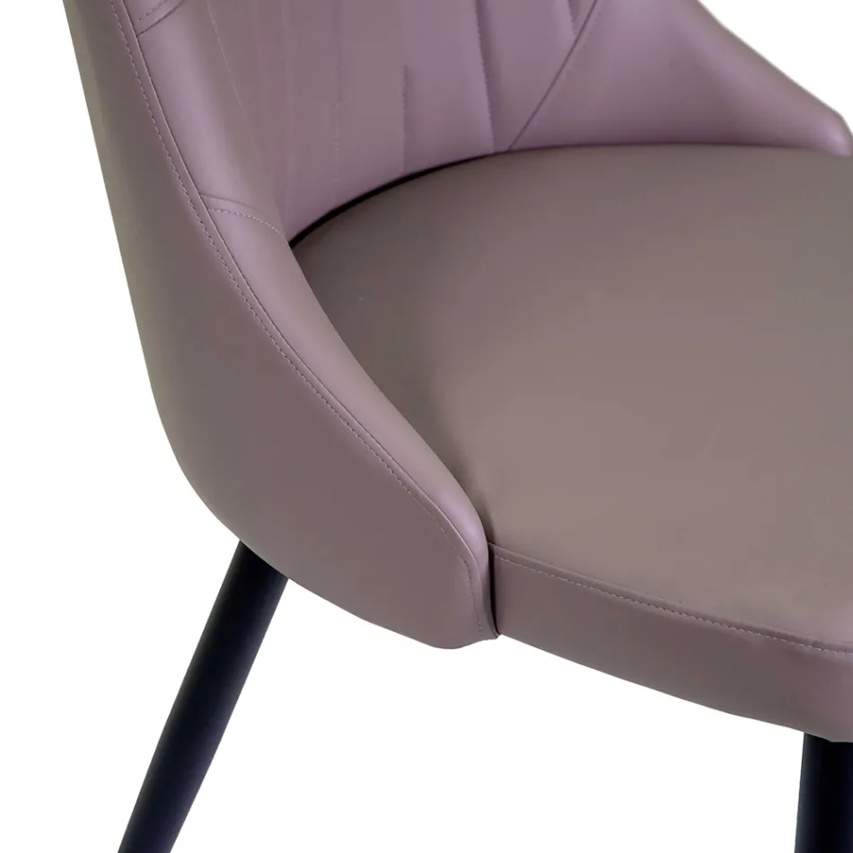 Woonkamerstoel in metaal en ecoleder met verschillende afwerkingen - Onde Viadurini