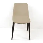 Woonkamerstoel in ijskleurig leer Made in Italy - Betsy Viadurini