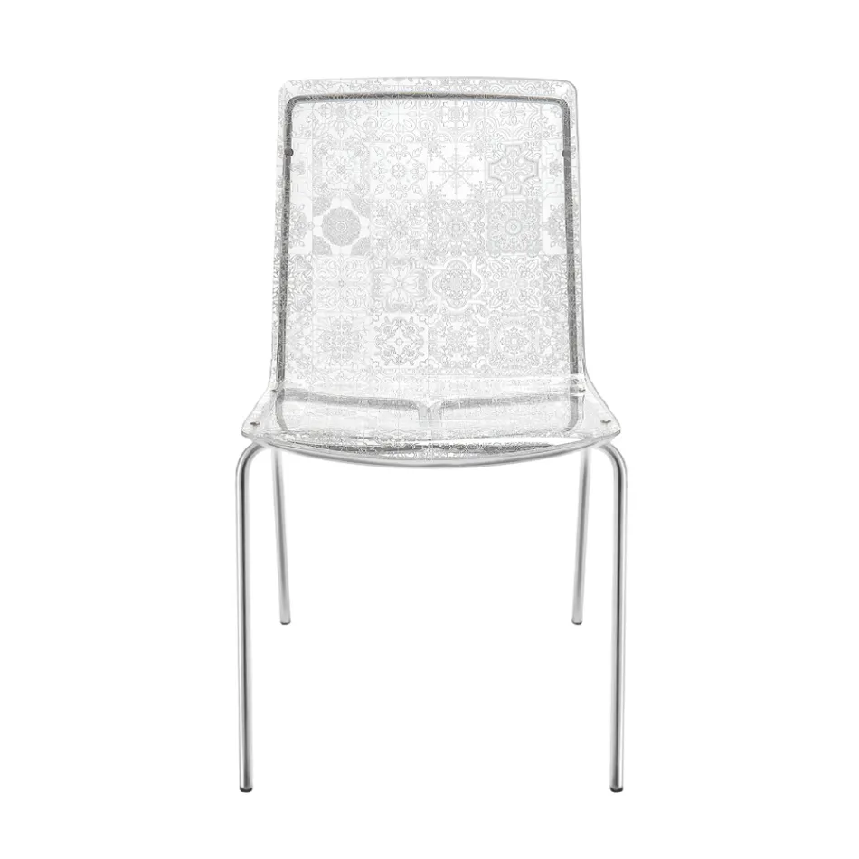 Woonkamerstoel van plexiglas en ijzer, gemaakt in Italië, 2 stuks - Pumbaa Viadurini