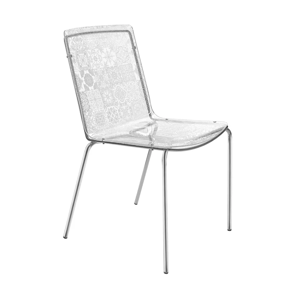 Woonkamerstoel van plexiglas en ijzer, gemaakt in Italië, 2 stuks - Pumbaa Viadurini