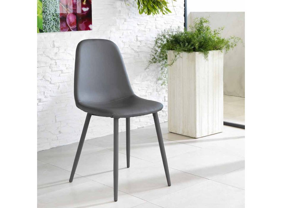 woonkamer stoel in modern design kunstleer, L38x P43cm, Mona, 4 stukken Viadurini