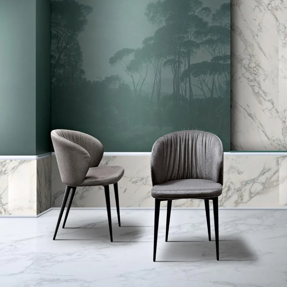 Woonkamerstoel in stof en as van elegant design - Reginaldo Viadurini