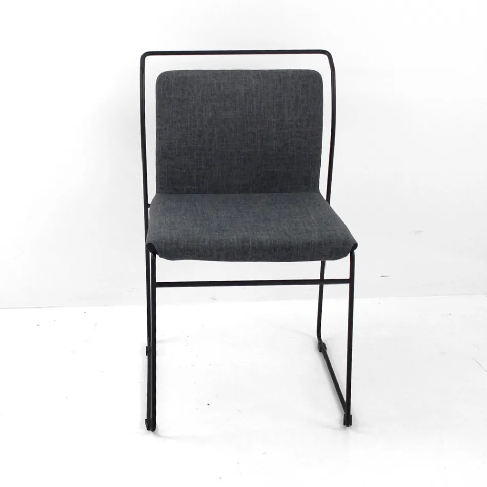 Woonkamerstoel in stof en gelakt Made in Italy - Uralia Viadurini