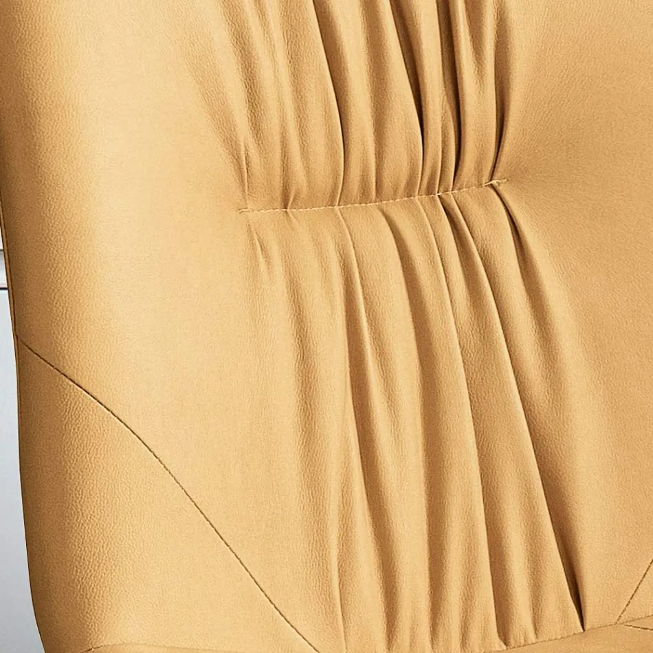 Woonkamerstoel van vezelstof met leereffect en metaal Made in Italy - Gohan Viadurini