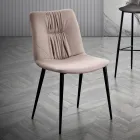 Woonkamerstoel van vezelstof met leereffect en metaal Made in Italy - Gohan Viadurini