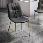 Woonkamerstoel van vezelstof met leereffect en metaal Made in Italy - Gohan Viadurini