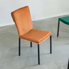 Woonkamerstoel in vlekbestendig fluweel en zwarte structuur - Haroon Viadurini