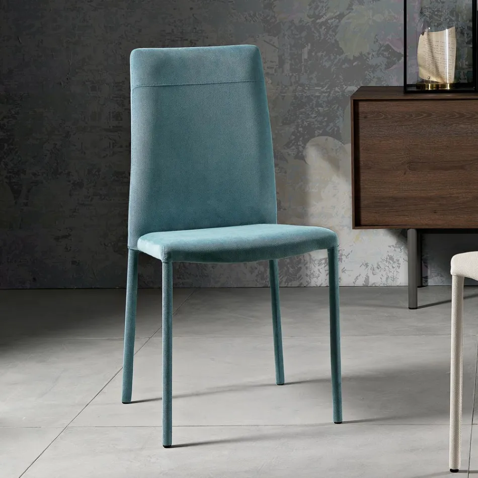 Woonkamerstoel volledig bekleed met stof Made in Italy - Lorelai Viadurini