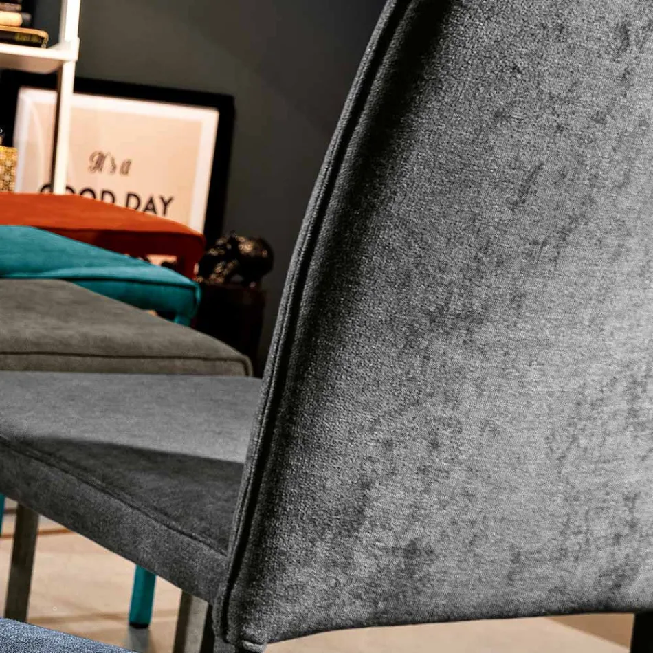 Woonkamerstoel volledig bekleed met stof Made in Italy - Rosetta Viadurini