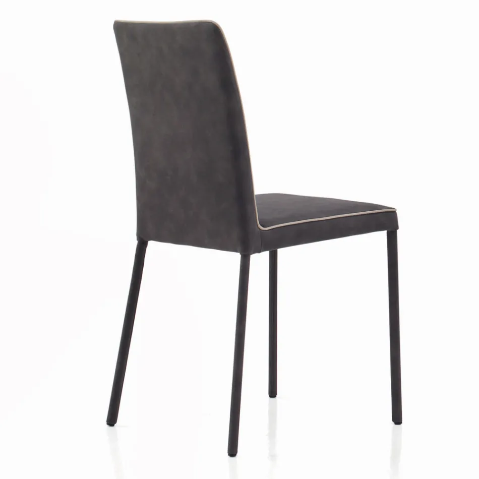 Woonkamerstoel gestoffeerd en gelakte poten Made in Italy - Catania Viadurini