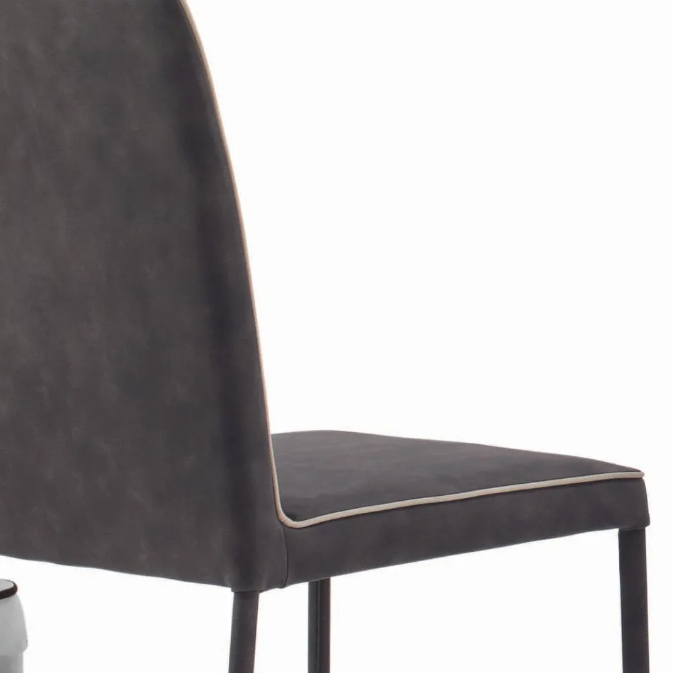 Woonkamerstoel gestoffeerd en gelakte poten Made in Italy - Catania Viadurini