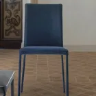 Woonkamerstoel gestoffeerd en gelakte poten Made in Italy - Catania Viadurini