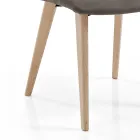 Woonkamerstoel bekleed met stof en essenhouten poten - Florinda Viadurini